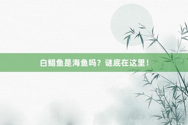 白鲳鱼是海鱼吗?谜底在这里!